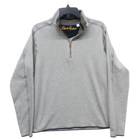 Robert Graham 1/4 Zip Pullover Sweater Men's Size L XL Large or Extra Large Gray - Picture 2 of 6